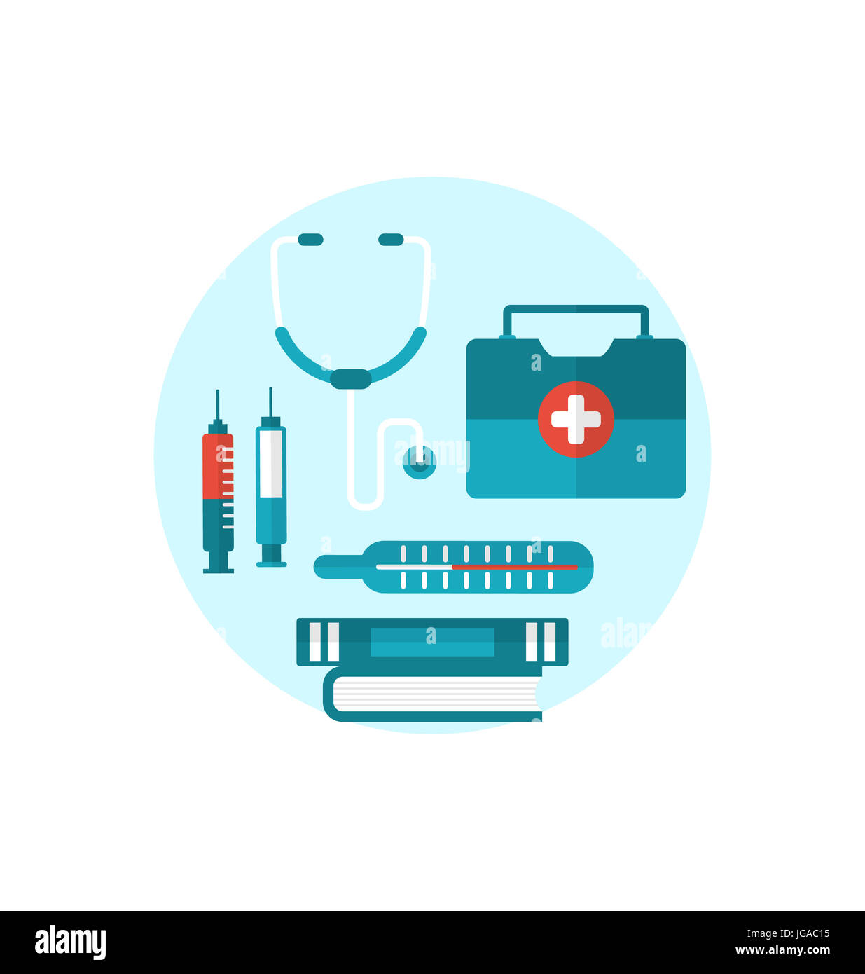 Illustration set modern flat medical icons Stock Photo - Alamy