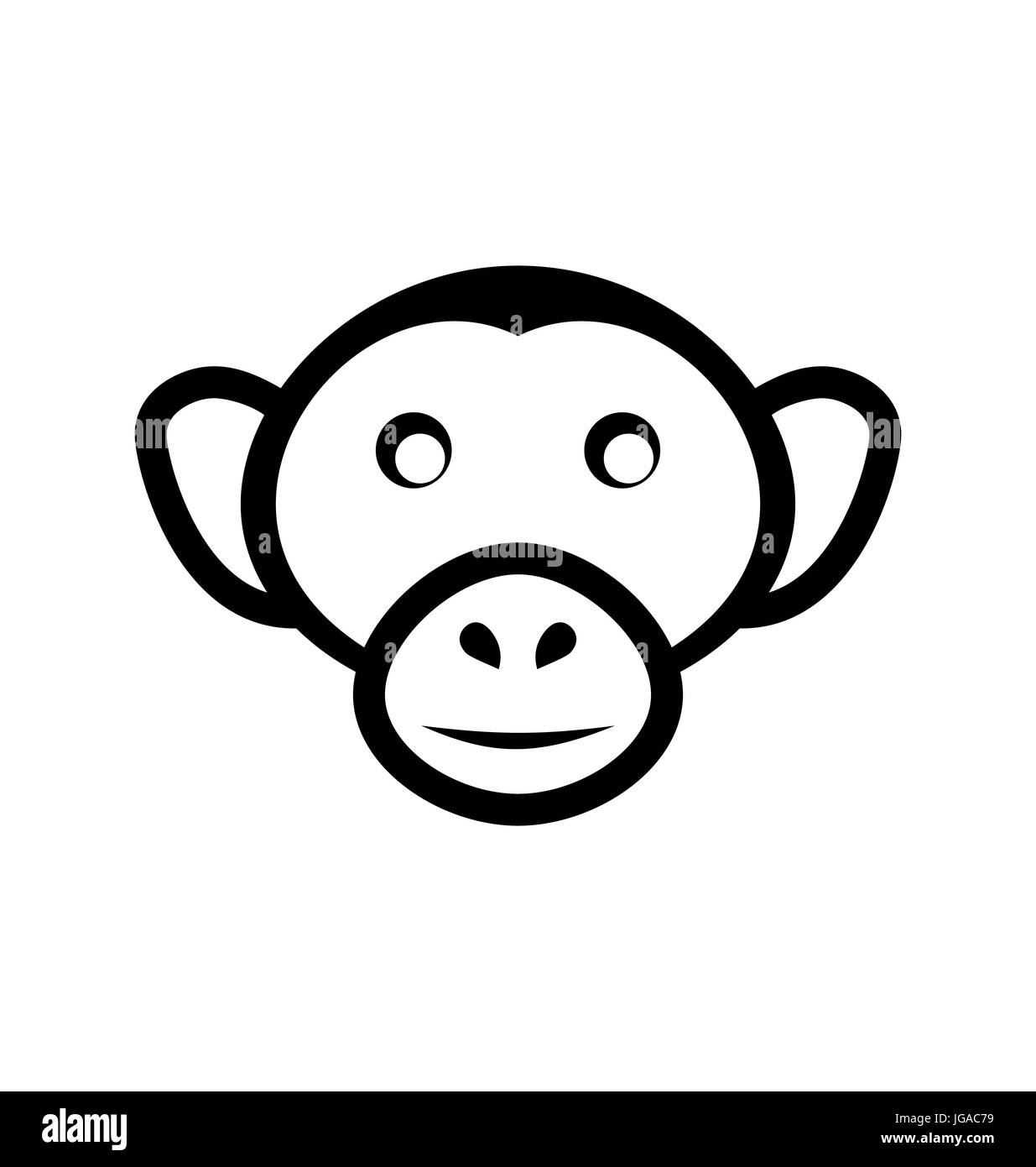 Illustration icon monkey head, isolated on white background Stock Photo ...