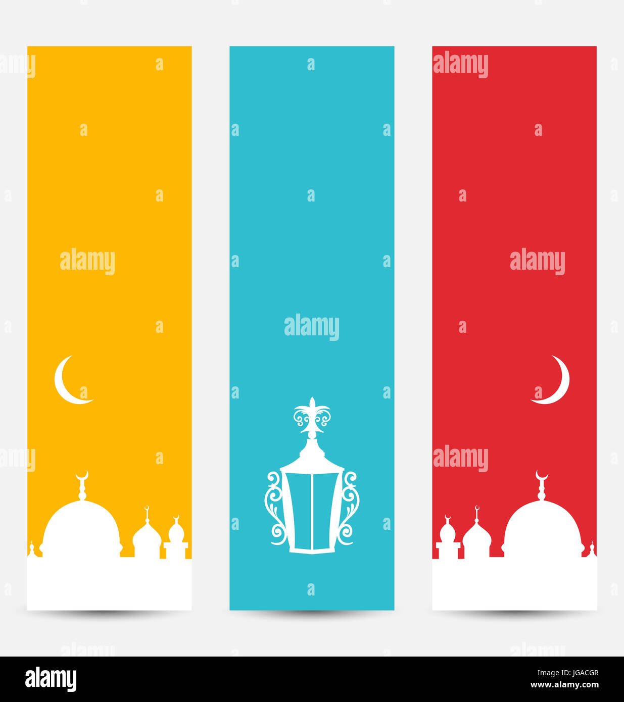Illustration Set Colorful Banners With Symbols For Ramadan Kareem