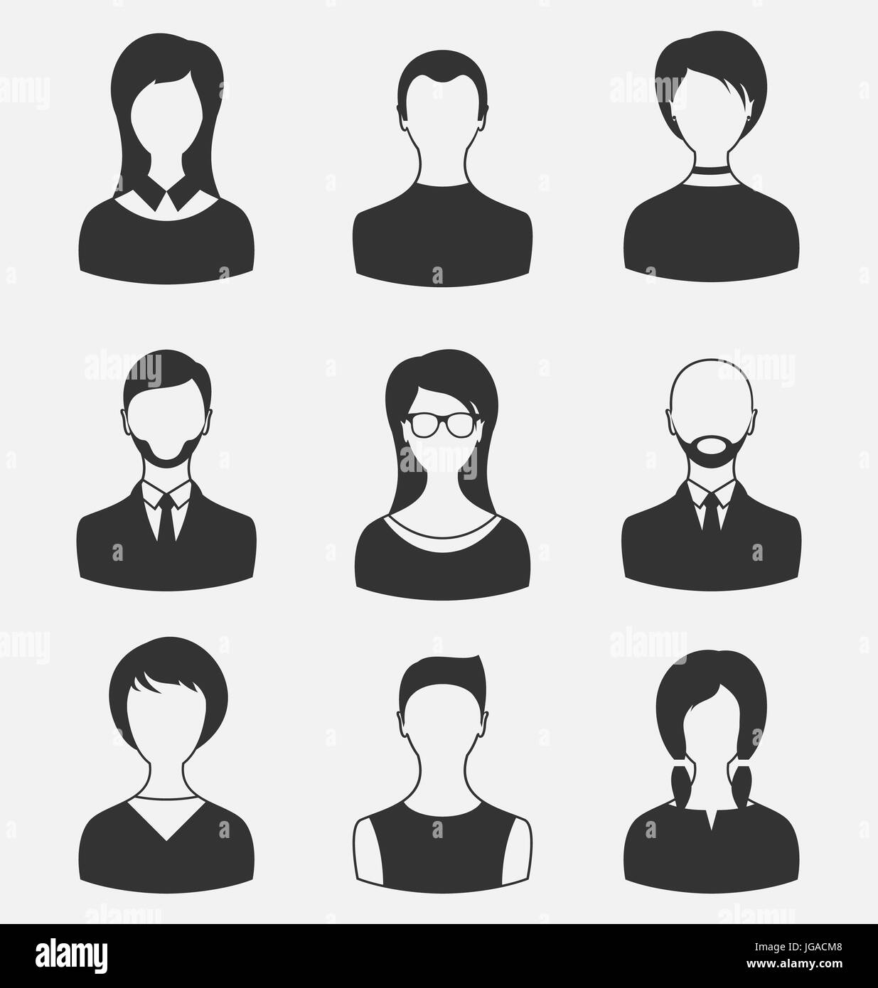 Illustration set business people, different male and female user ...