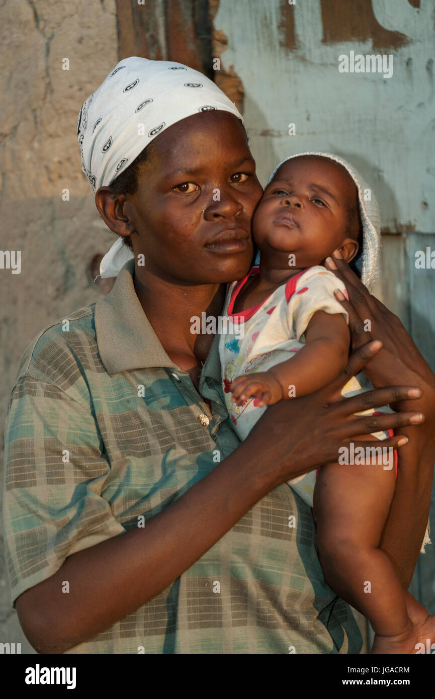 Mother and child baby in poverty Maun Botswana Stock Photo Alamy