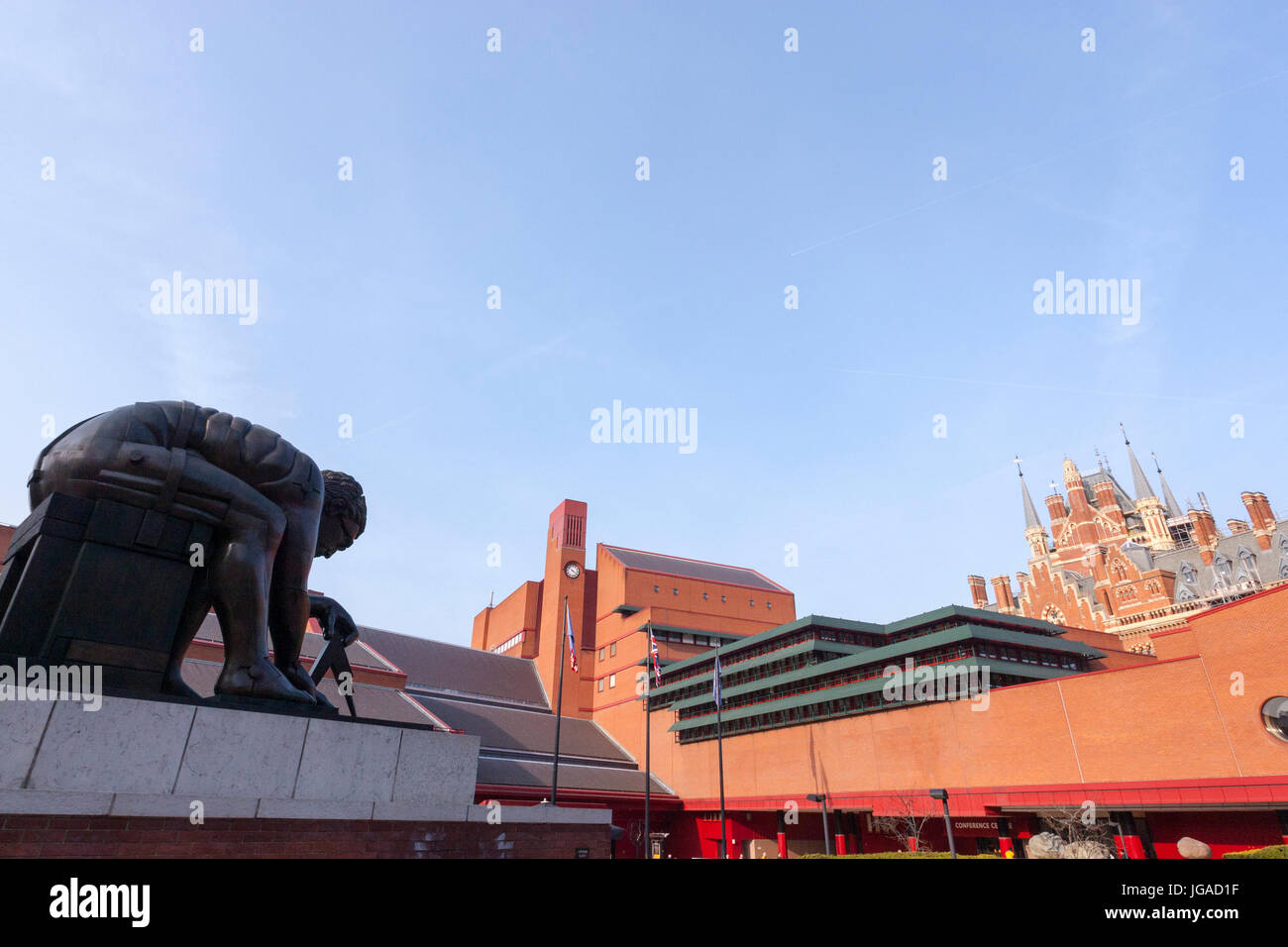 Outside The British Library with Newton by William Blake sculpture