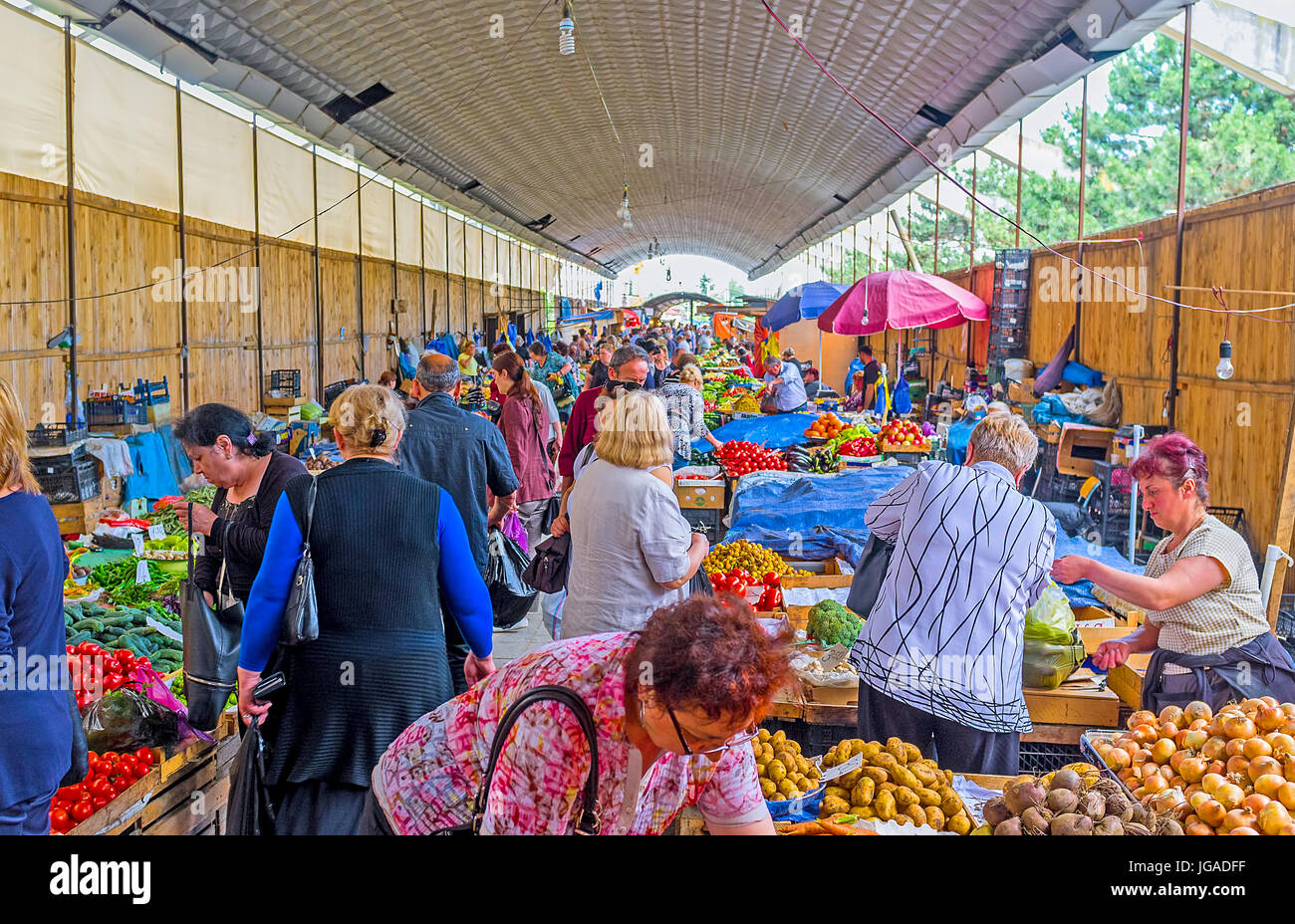 TBILISI, JUNE 6, 2016 The noisy and crowded covered fruit