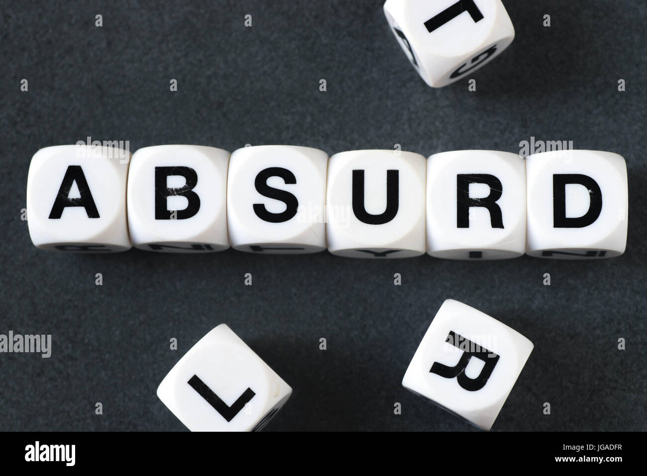 word absurd on white toy cubes Stock Photo