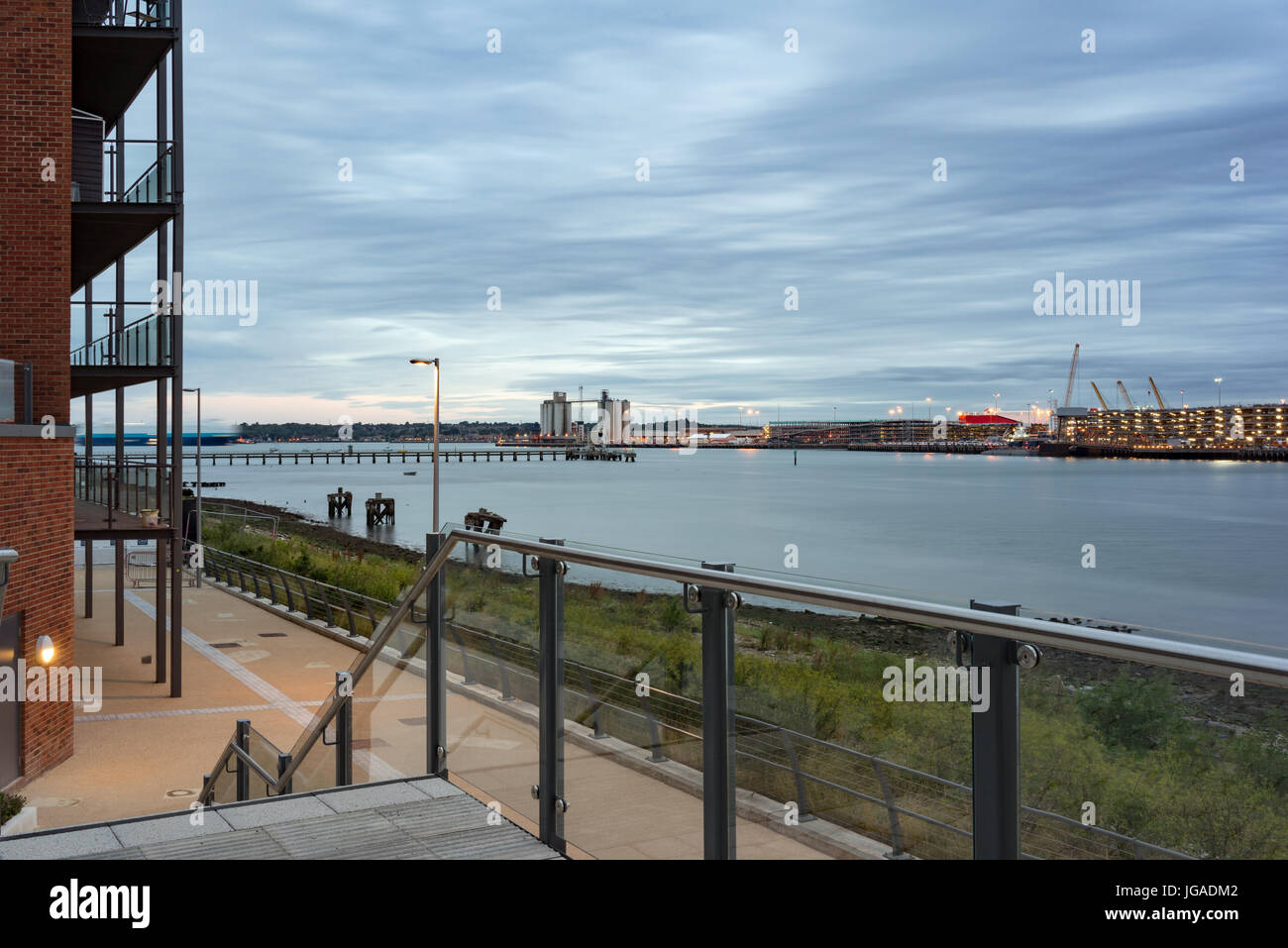 The waterfront in Southampton at twilight on a warm summer's day Stock Photo