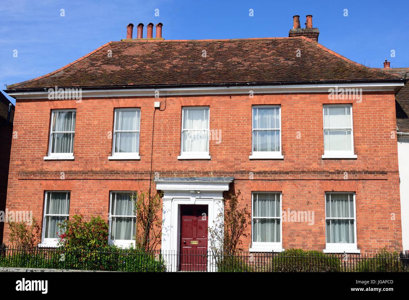 Large red brick Georgian town House Stock Photo - Alamy