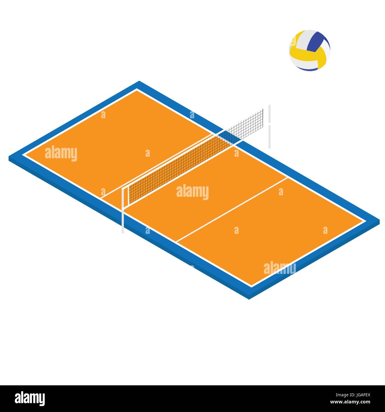 Vector illustration 3d isometric perspective professional volleyball