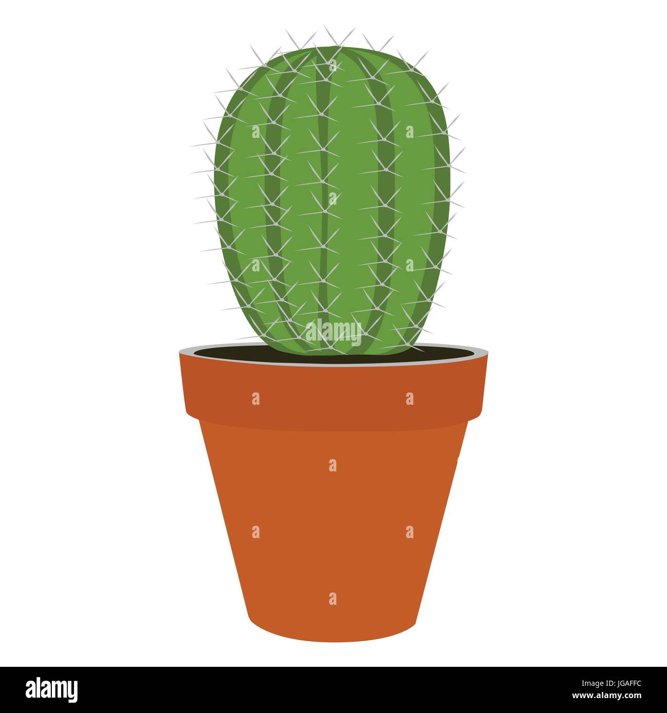 Vector illustration green cactus in a pot isolated on white background ...