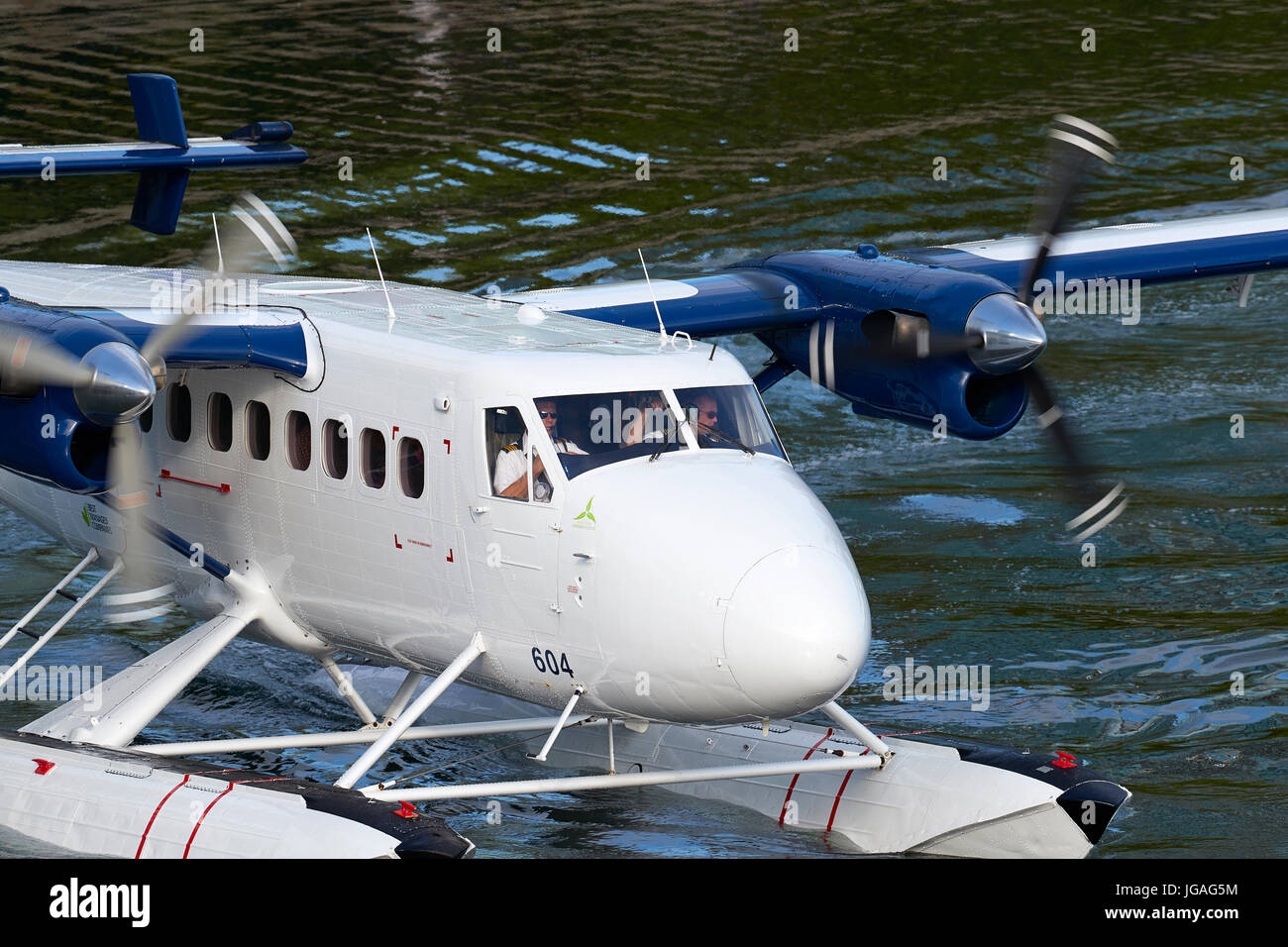 Harbour Air Seaplanes Twin Otter Floatplane Arriving At The Vancouver