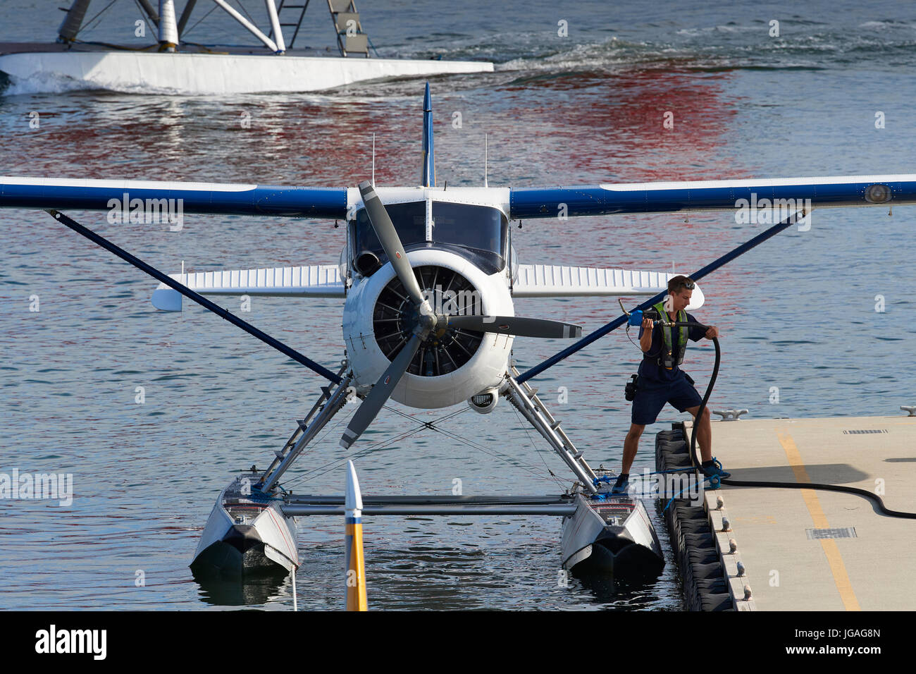 Vintage de Havilland Canada Beaver Floatplane Being Refuelled At The ...