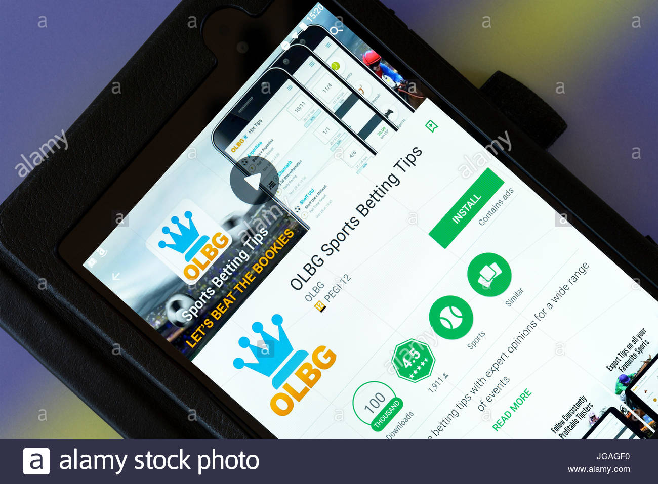 Olbg Sports Betting Tips App On An Android Tablet Pc Dorset England Stock Photo Alamy