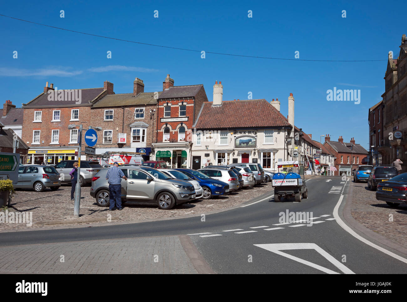 Market Place in spring Thirsk town centre North Yorkshire England UK United Kingdom GB Great Britain Stock Photo