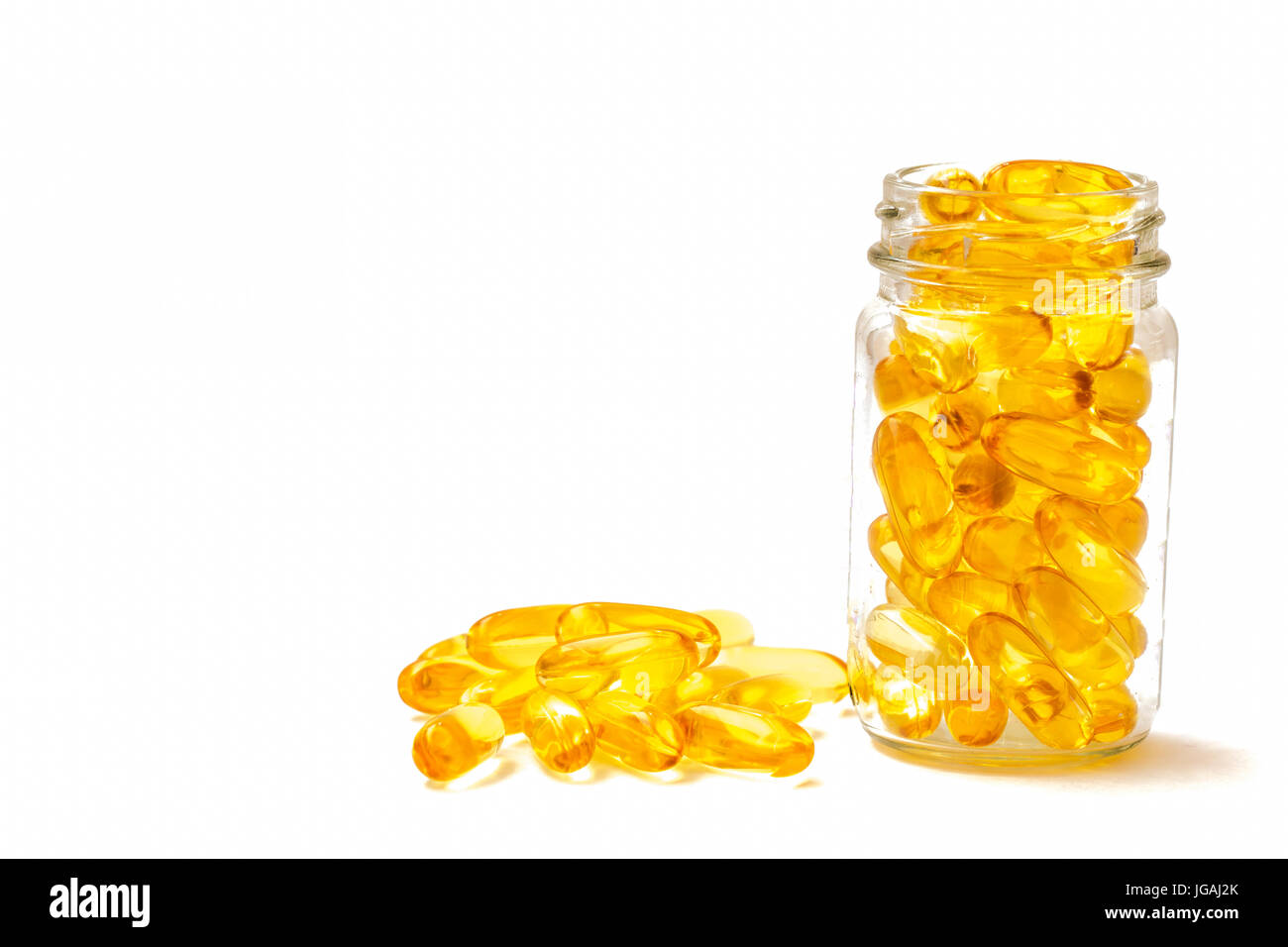 Fish oil, omega 3 with vitamin D capsules good for heart health in a