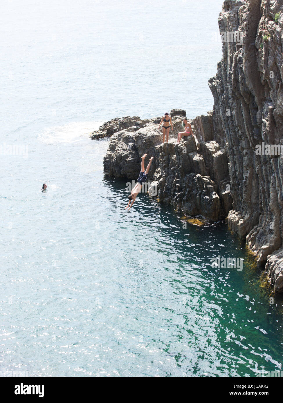Cliff Diving in Cinque Terre Italy Stock Photo Alamy