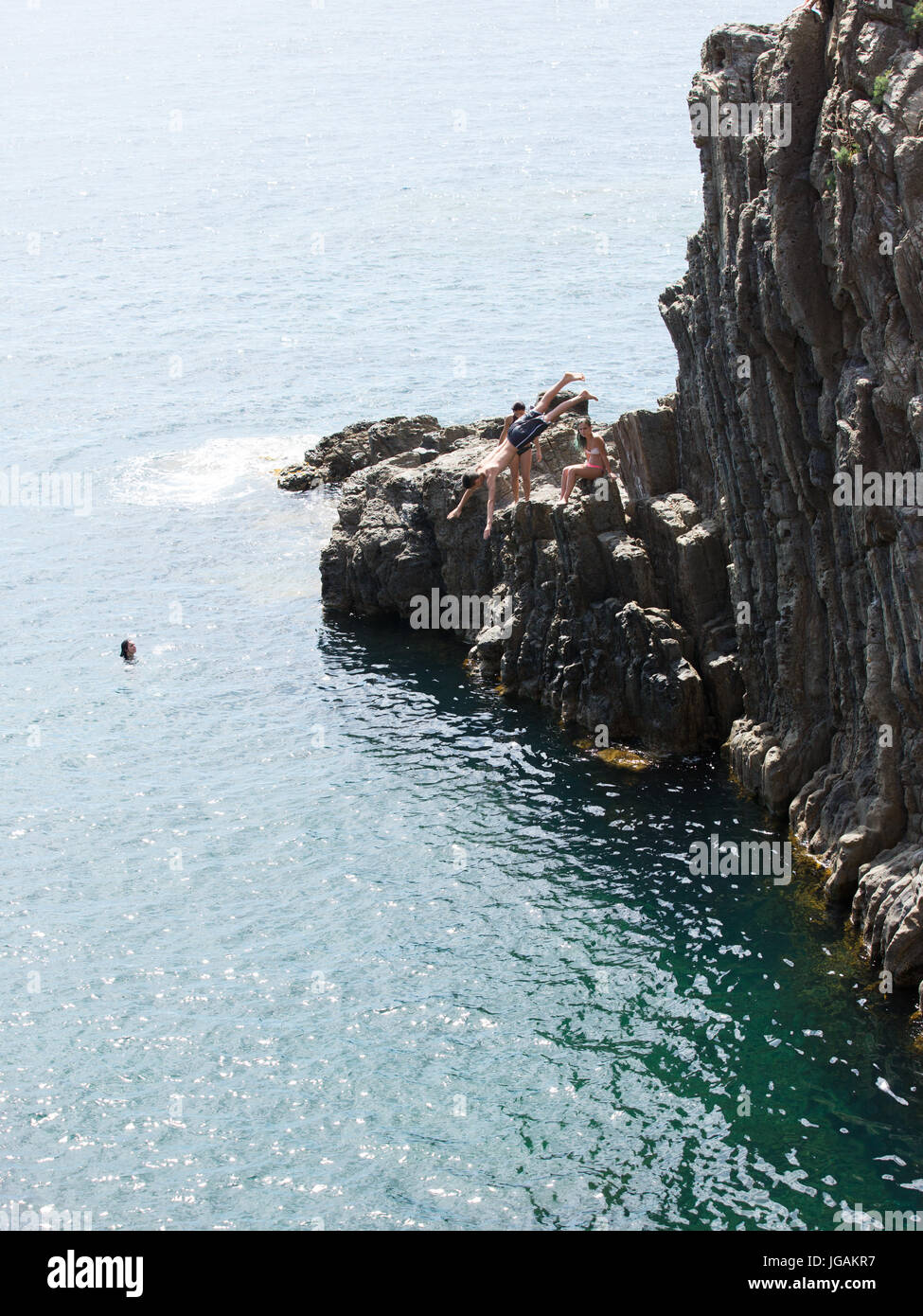 Cliff Diving in Cinque Terre Italy Stock Photo Alamy