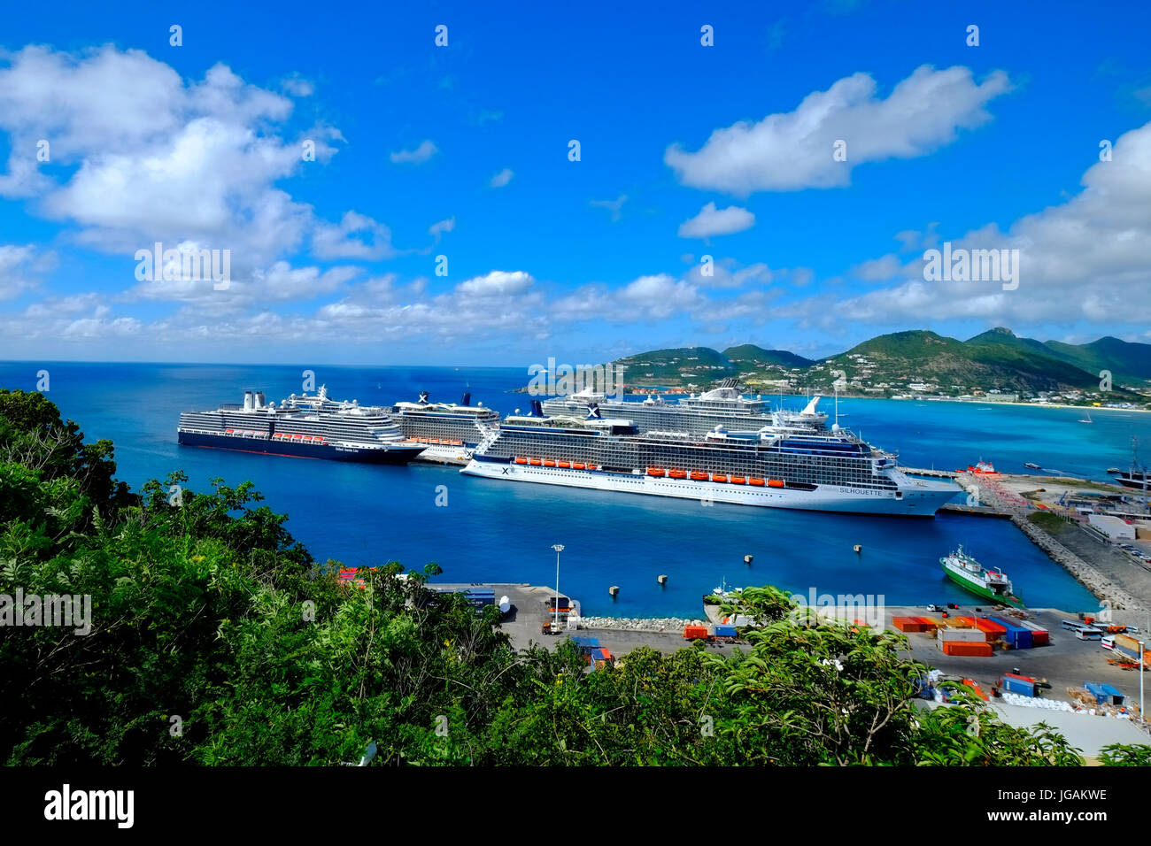 St Maarten Caribbean Cruise Celebrity line Island Vista Southern Caribbean Island Cruise from Miami Florida Stock Photo