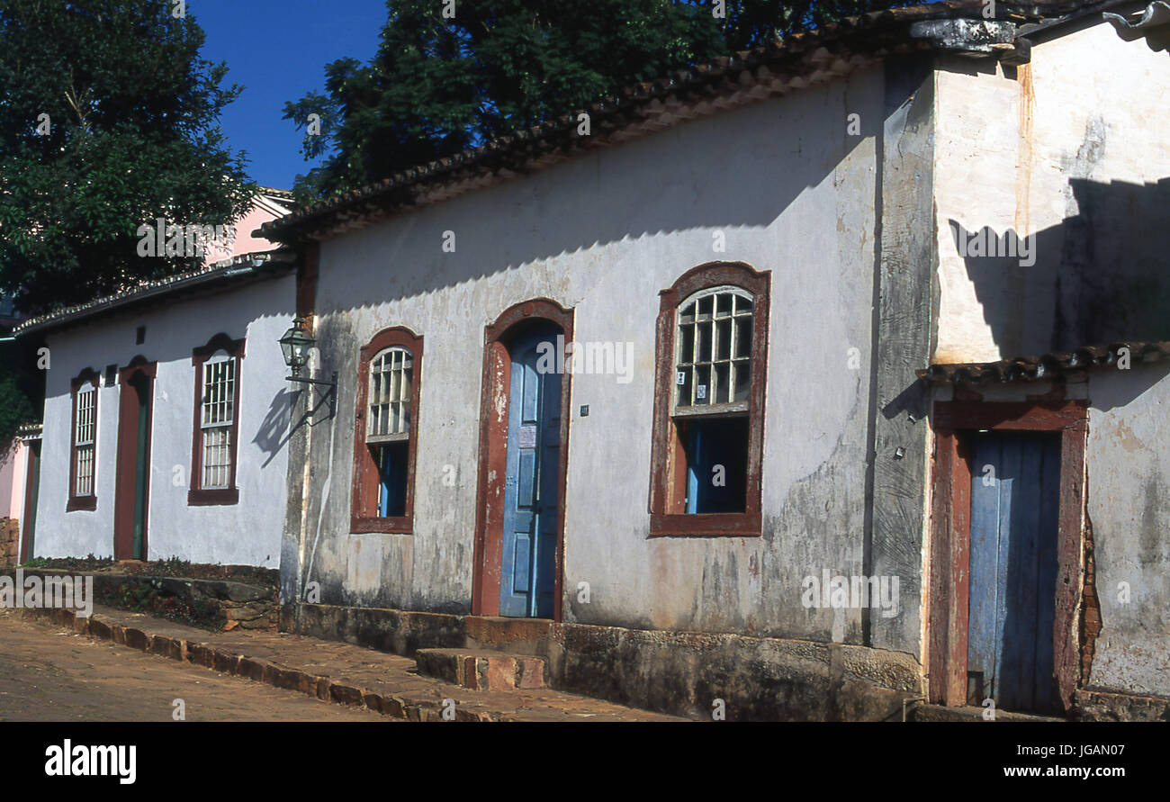 House, facade, Tiradentes, Minas Gerais, Brazil Stock Photo