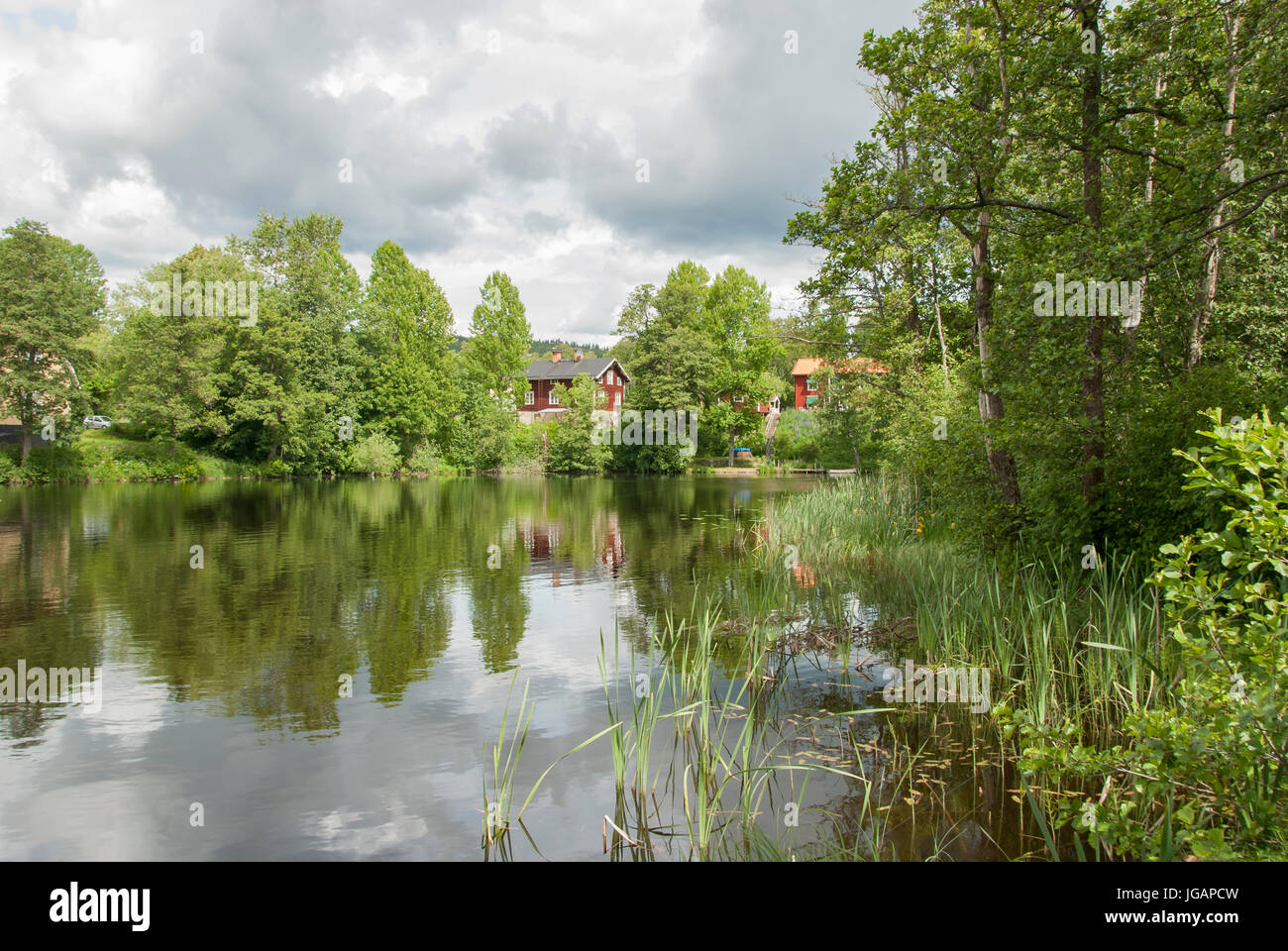 Landscape by Swedish river Stock Photo