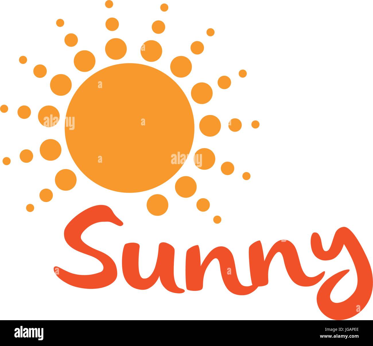Sun orange color abstract simple icon. Rounded sunny circle shape. Summer day symbol and vector logo. Stock Vector