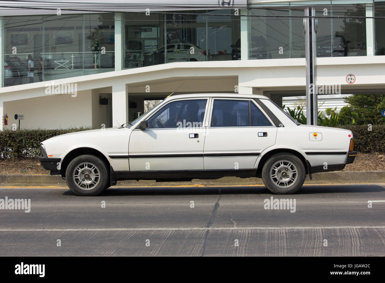 CHIANG MAI, THAILAND -FEBRUARY 12 2017: Private old car, Peugeot 505. Photo at road no.121 about 8 km from downtown Chiangmai, thailand. Stock Photo