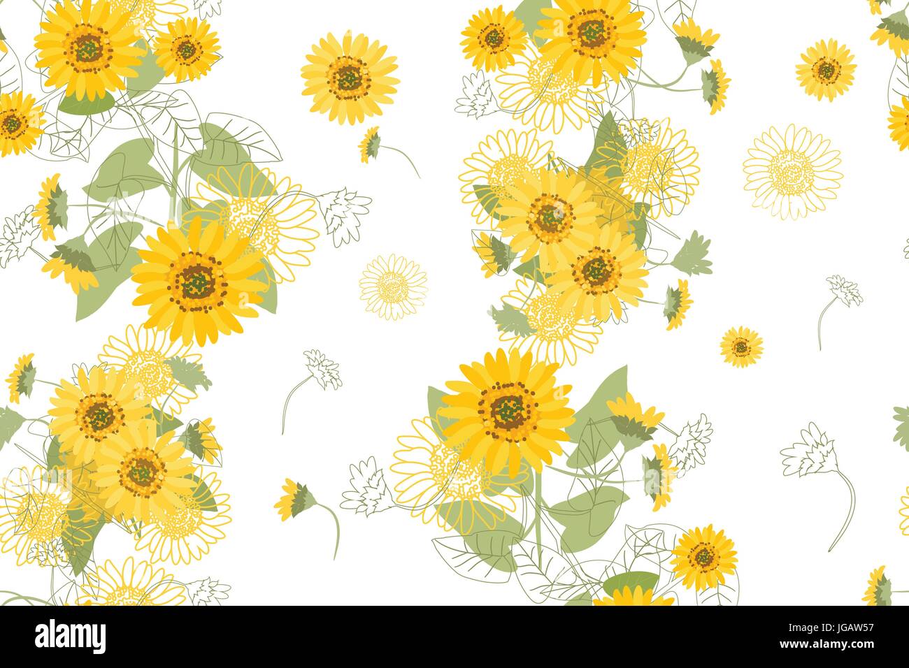 Vector Illustration Yellow Sunflowers Stock Vector Image & Art - Alamy