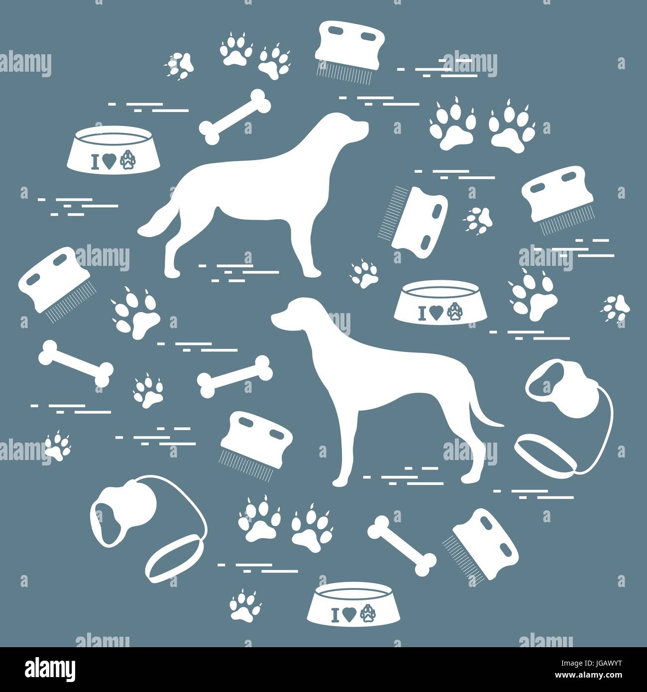 Cute vector illustration goods to care for dogs arranged in a circle.  Health care, vet, nutrition, exhibition. Design for banner, poster or print  Stock Vector Image & Art - Alamy