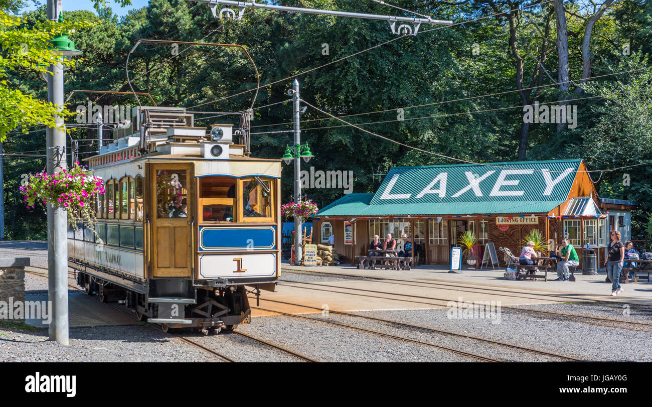 Laxey Tram Station, Isle of Man. Stock Photo