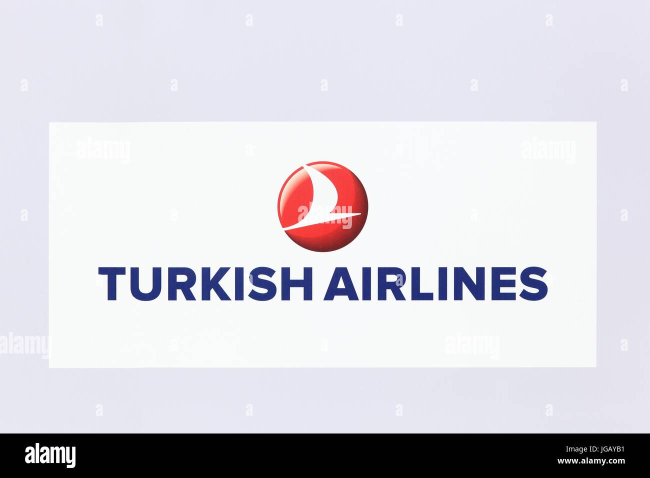 Lyon, France - May 27 2017: Turkish airlines logo on a wall. Turkish airlines is the national flag carrier airline of Turkey Stock Photo