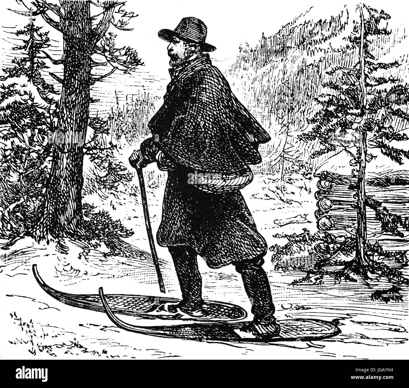 1879:  A postman doing his rounds in the Rocky Mountains, United States of America Stock Photo