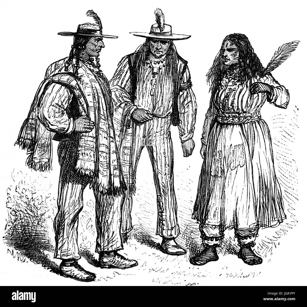 1879:  Native Americans encountered near Omaha,  Nebraska, United States of America Stock Photo
