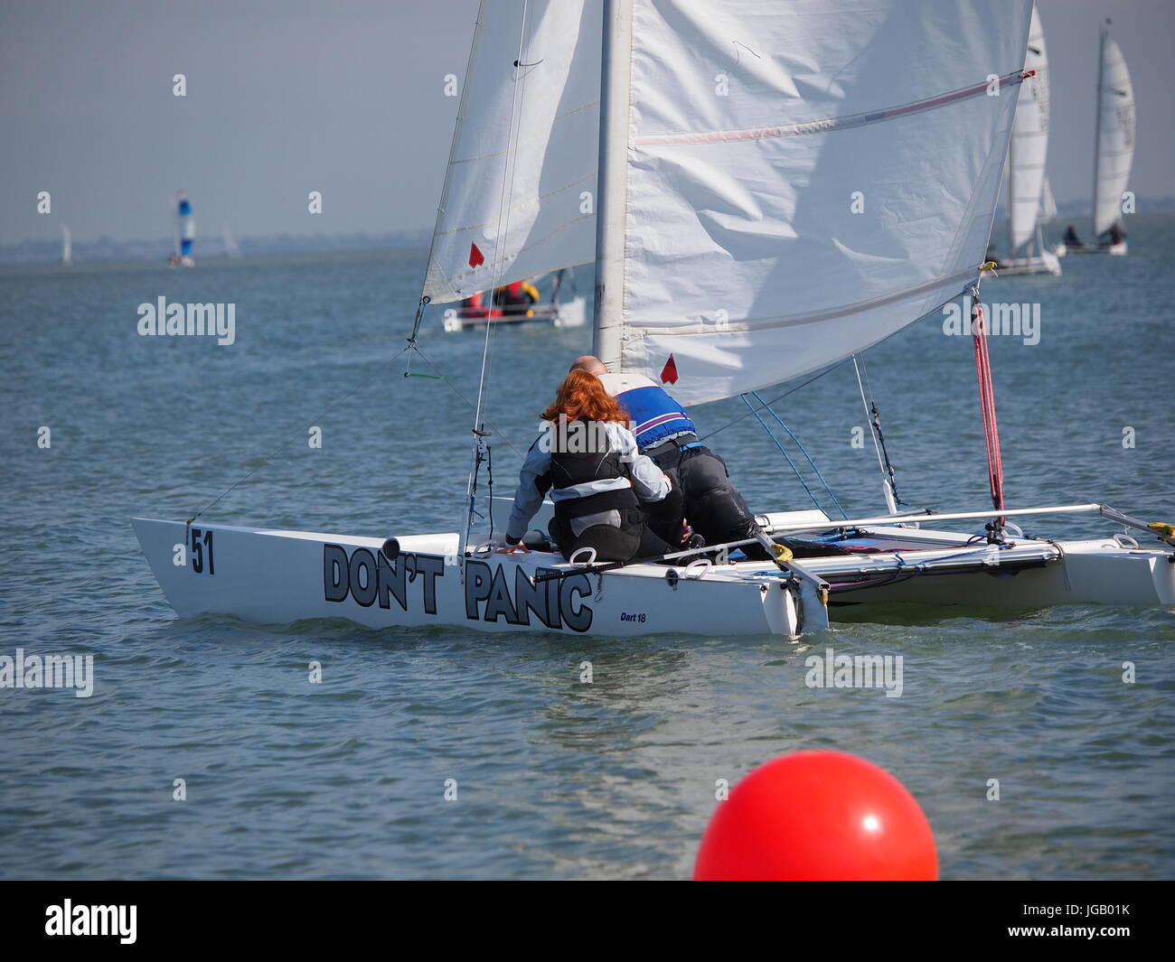 A Dart 18 catamaran called 'Don't Panic' Stock Photo - Alamy
