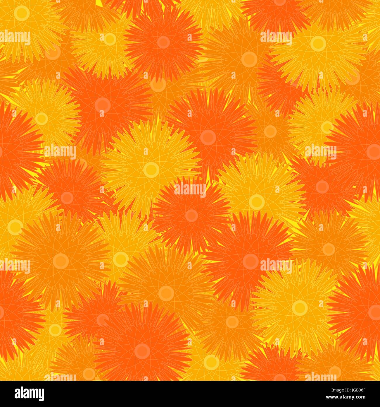 Seamless orange floral pattern Stock Vector
