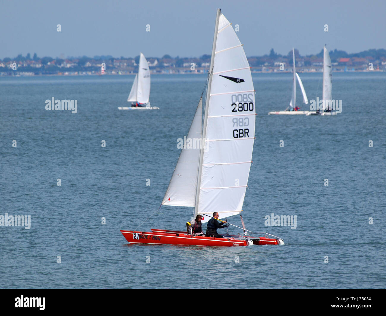 red 'Dart 18' catamaran Stock Photo - Alamy