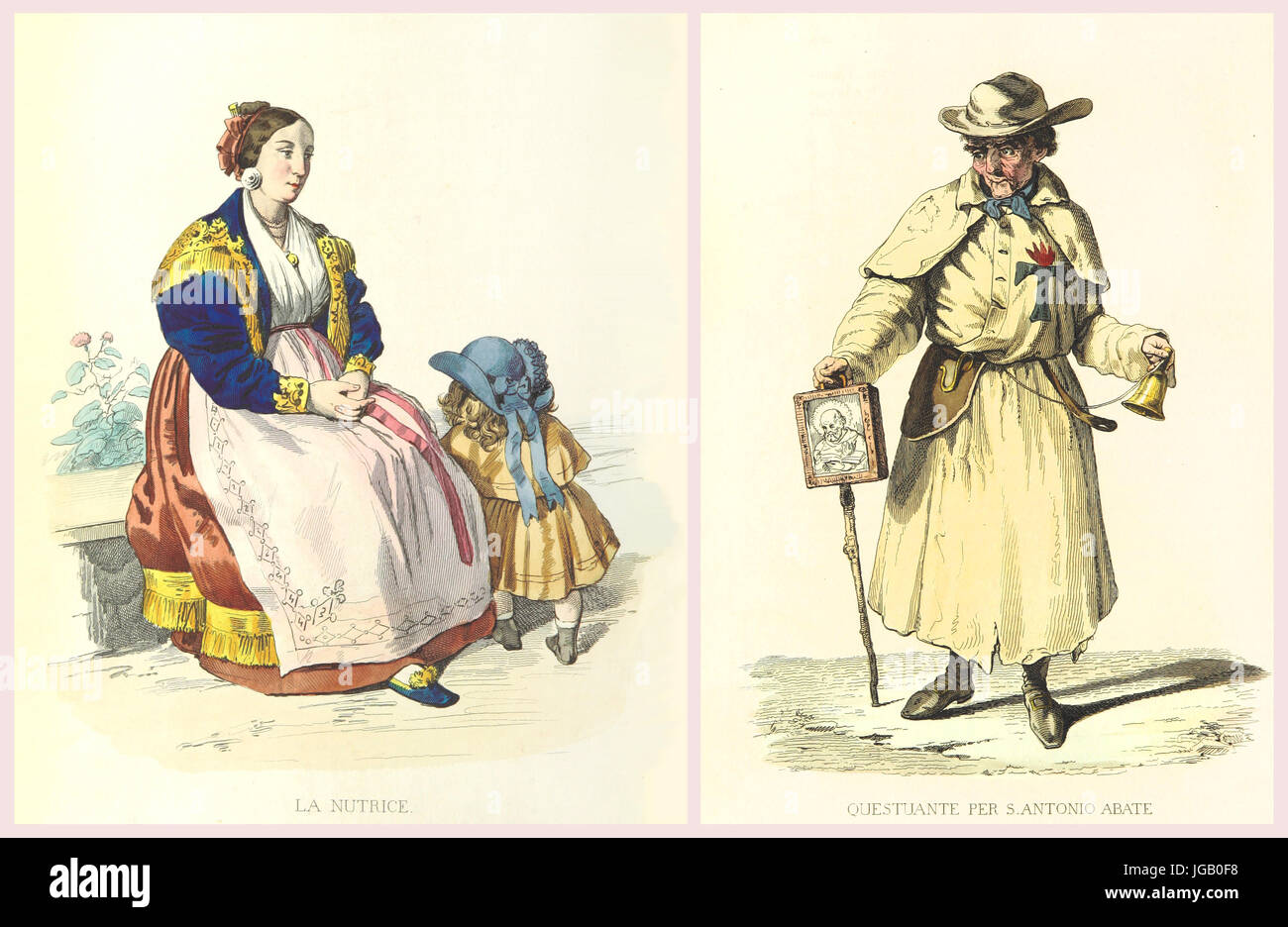 Double old illustration of Neapolitan people. By Palizzi, Mattei, Pisante,  publ. on Usi e Costumi di Napoli..., Ed. Nobile, Napoli, 1853-58 Stock  Photo - Alamy