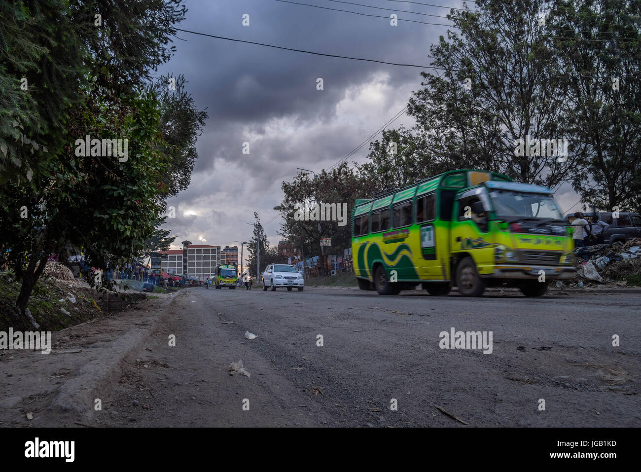 Public transportation colorful bus in Nairobi, capital city of