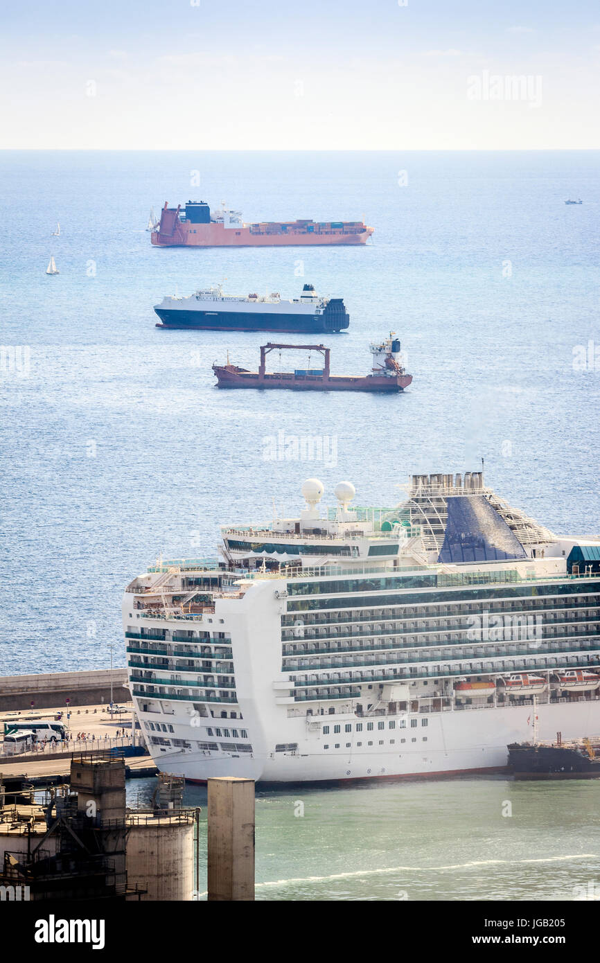 From sailboat through ferry to container ships Stock Photo - Alamy