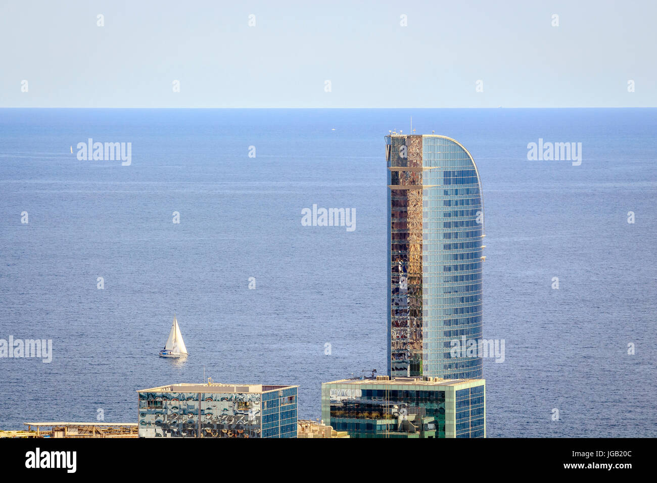 Buildings at Barcelona coast in Catalonia, Spain Stock Photo