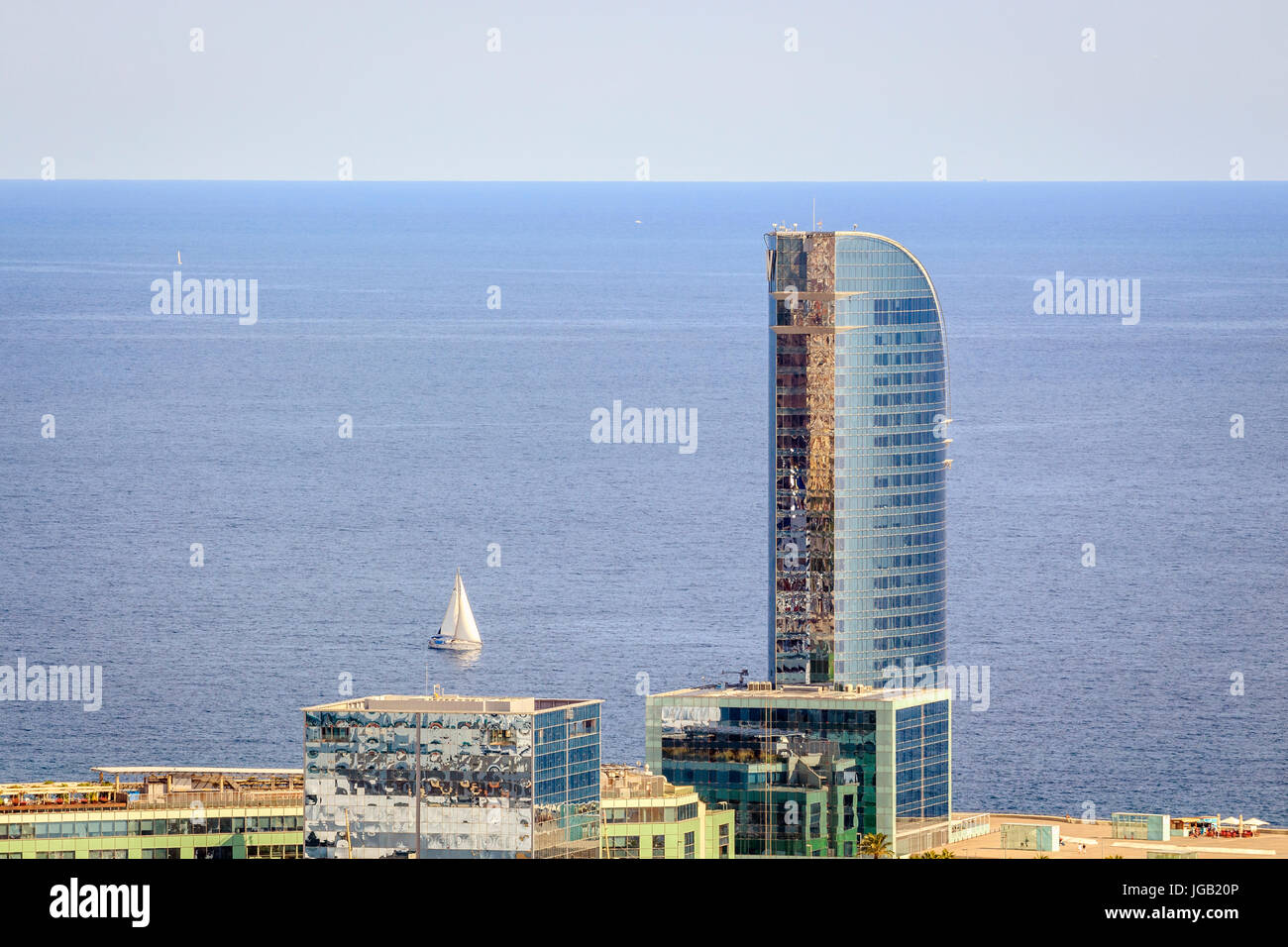 Buildings at Barcelona coast in Catalonia, Spain Stock Photo