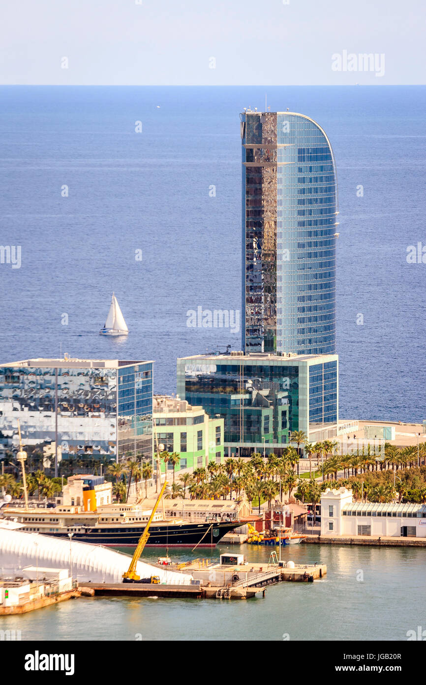 Buildings at Barcelona coast in Catalonia, Spain Stock Photo