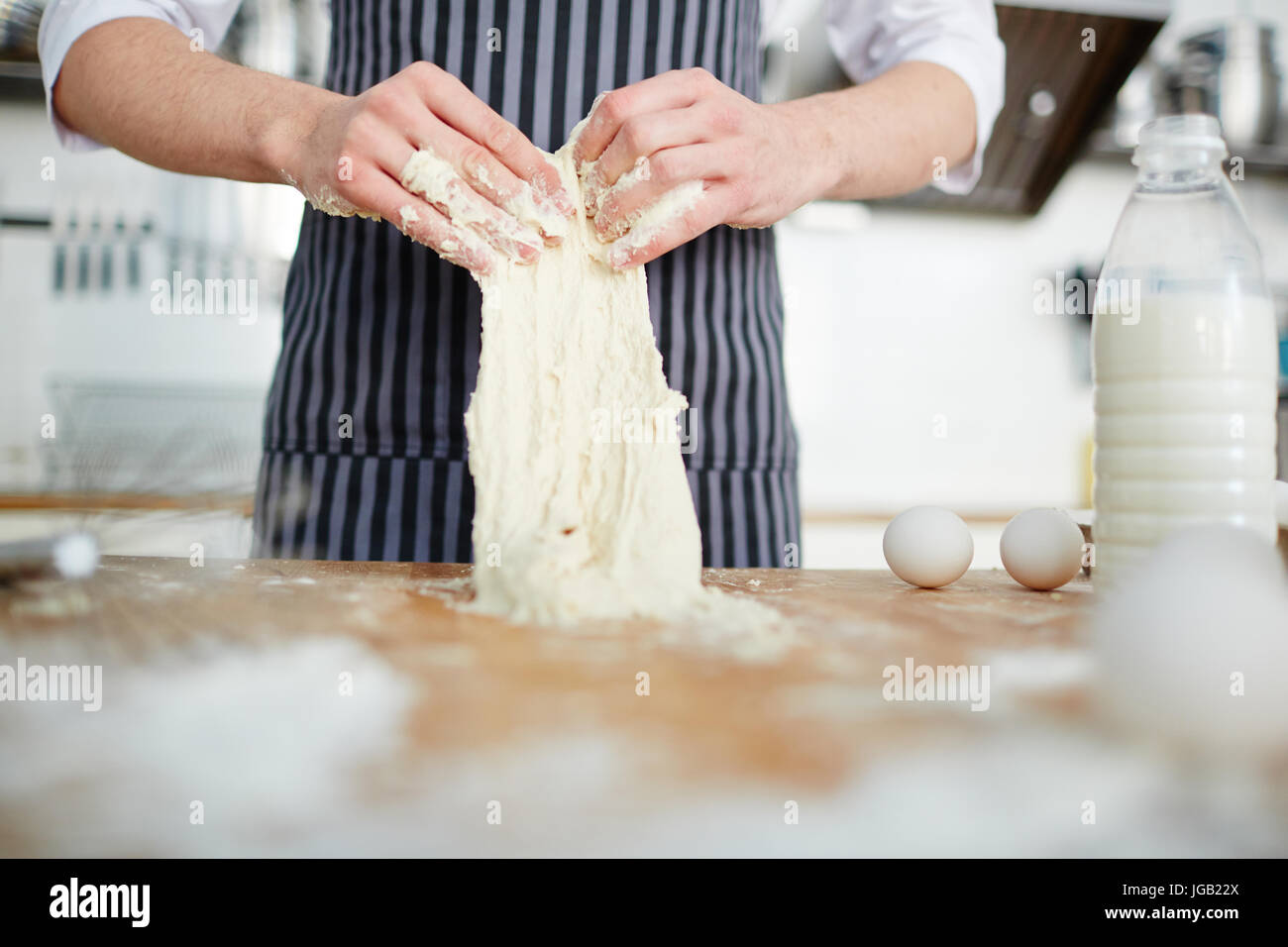 Chef with dough Stock Photo