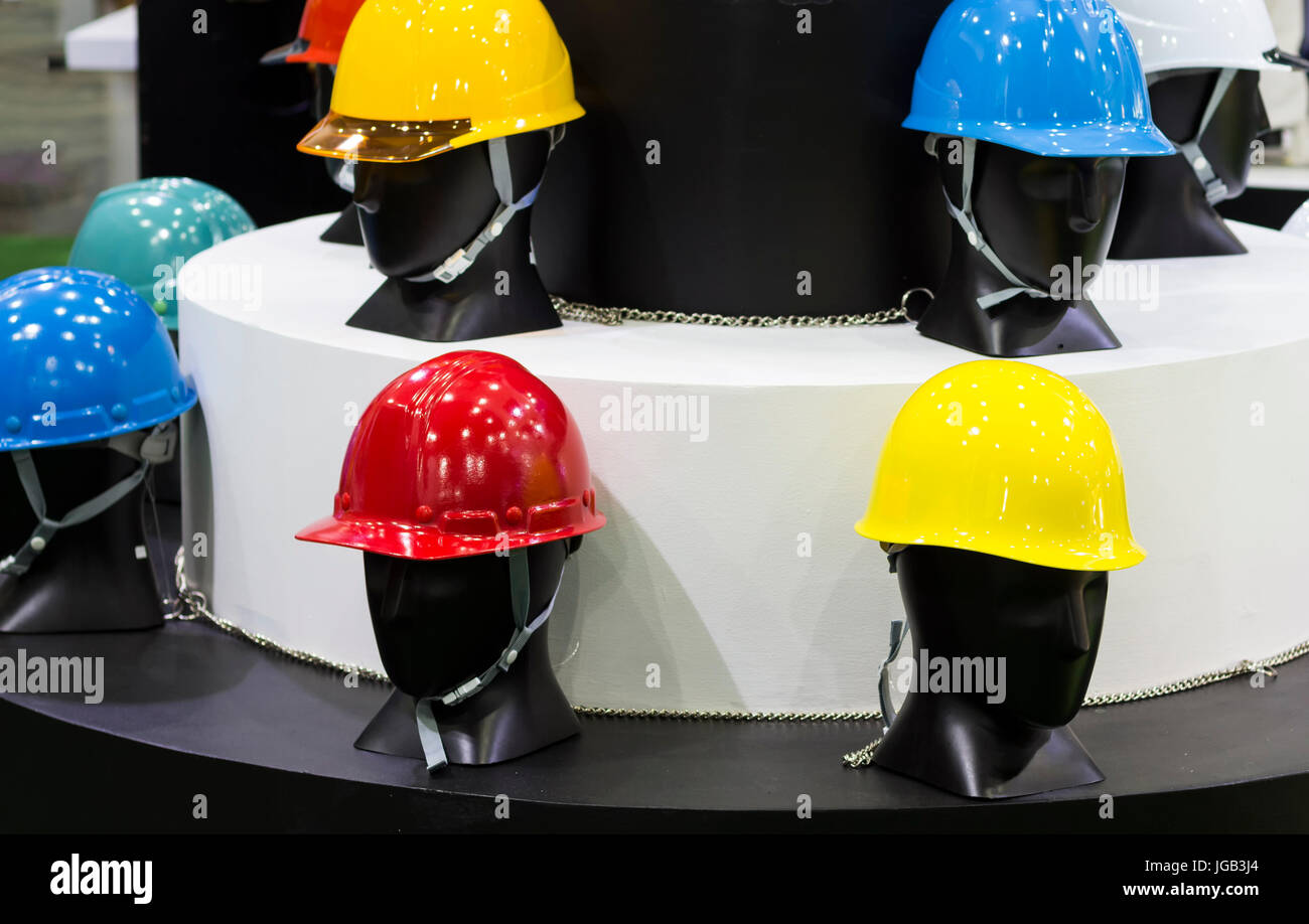 mannequins with Safety helmets on a shelf ; Working Hard Hat;Personel