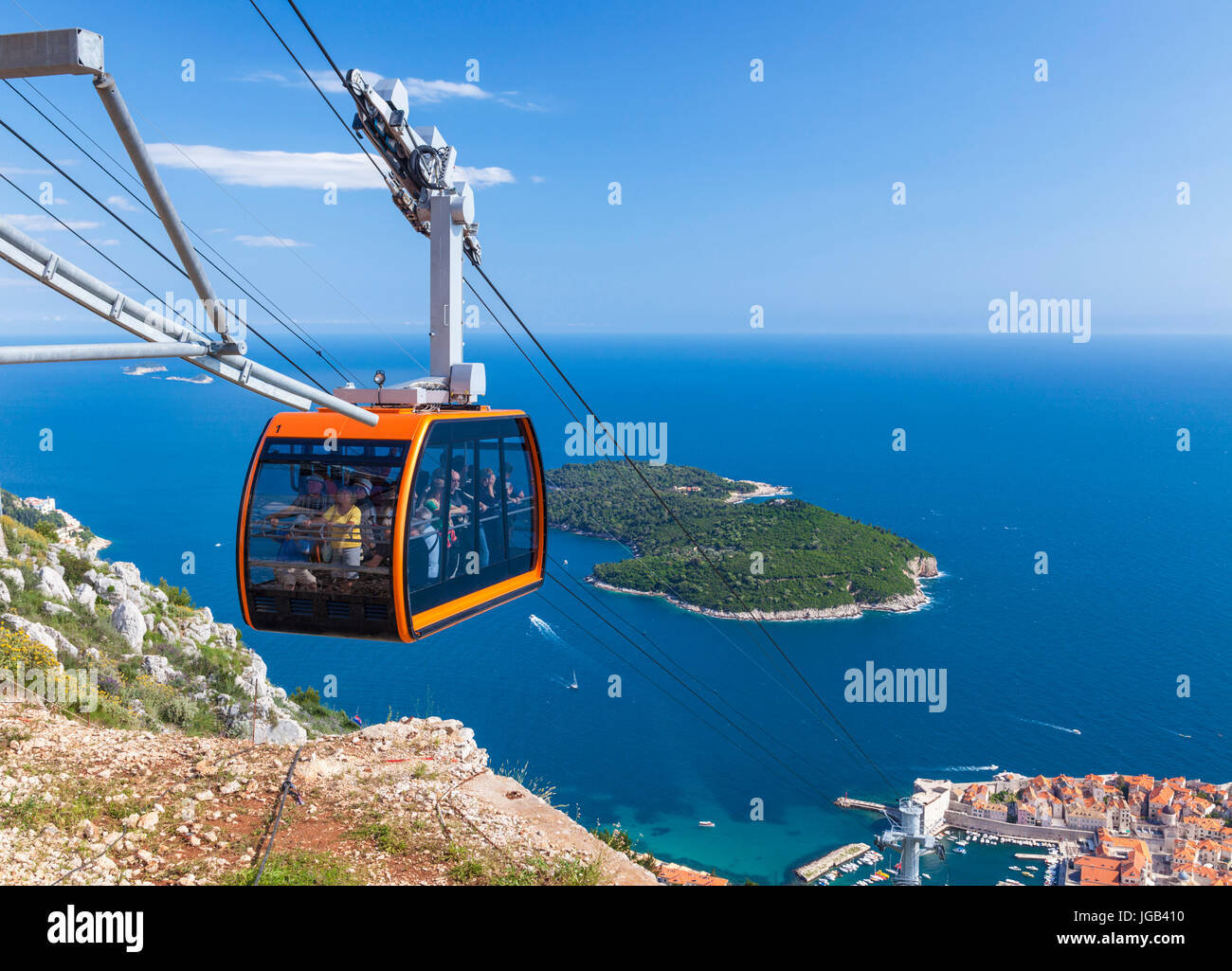 Dubrovnik Croatia Dalmatian coast dubrovnik Tourists in Cable car up