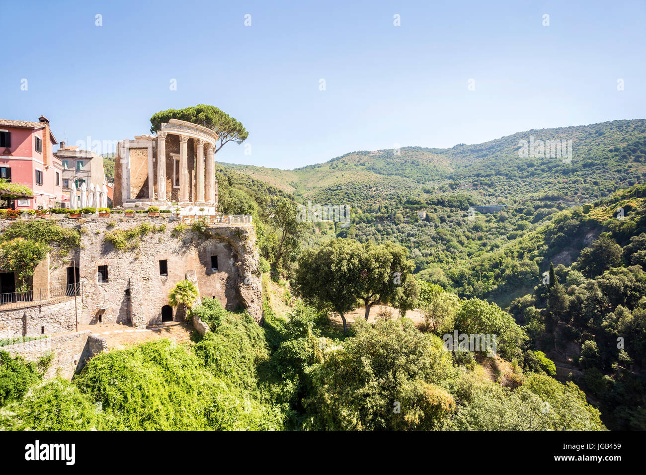 Beautiful ruins in park of Villa Gregoriana in Tivoli, Lazio, Italy Stock Photo