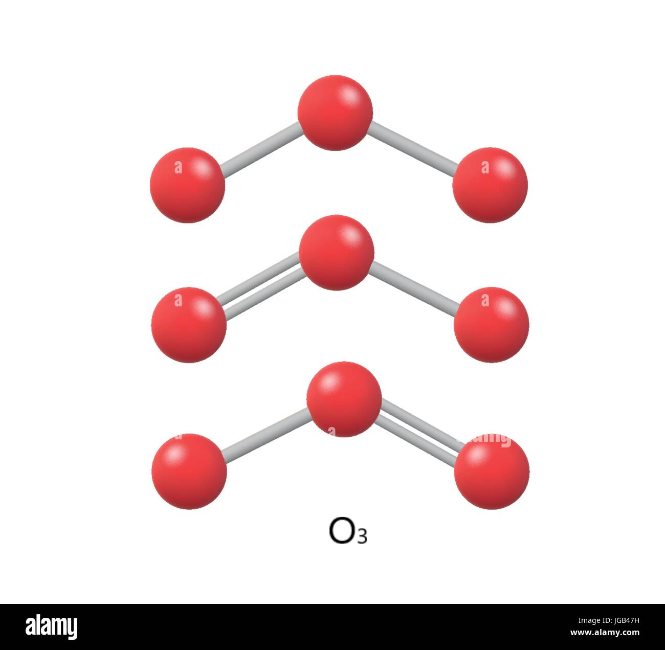 O3 Onoze trioxygen molecule model Stock Vector
