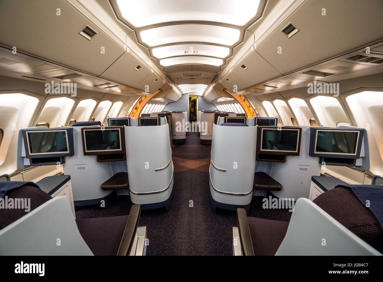 Business class deck. Touch of comfort. Stock Photo