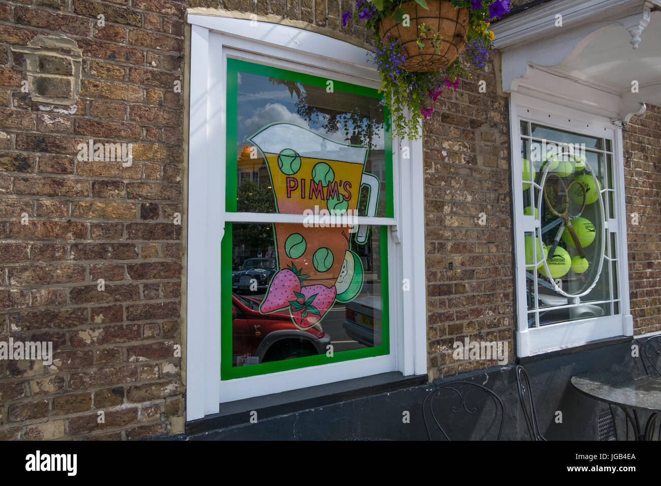 4th July 2017. Shops in Wimbledon decorated for Wimbledon tennis