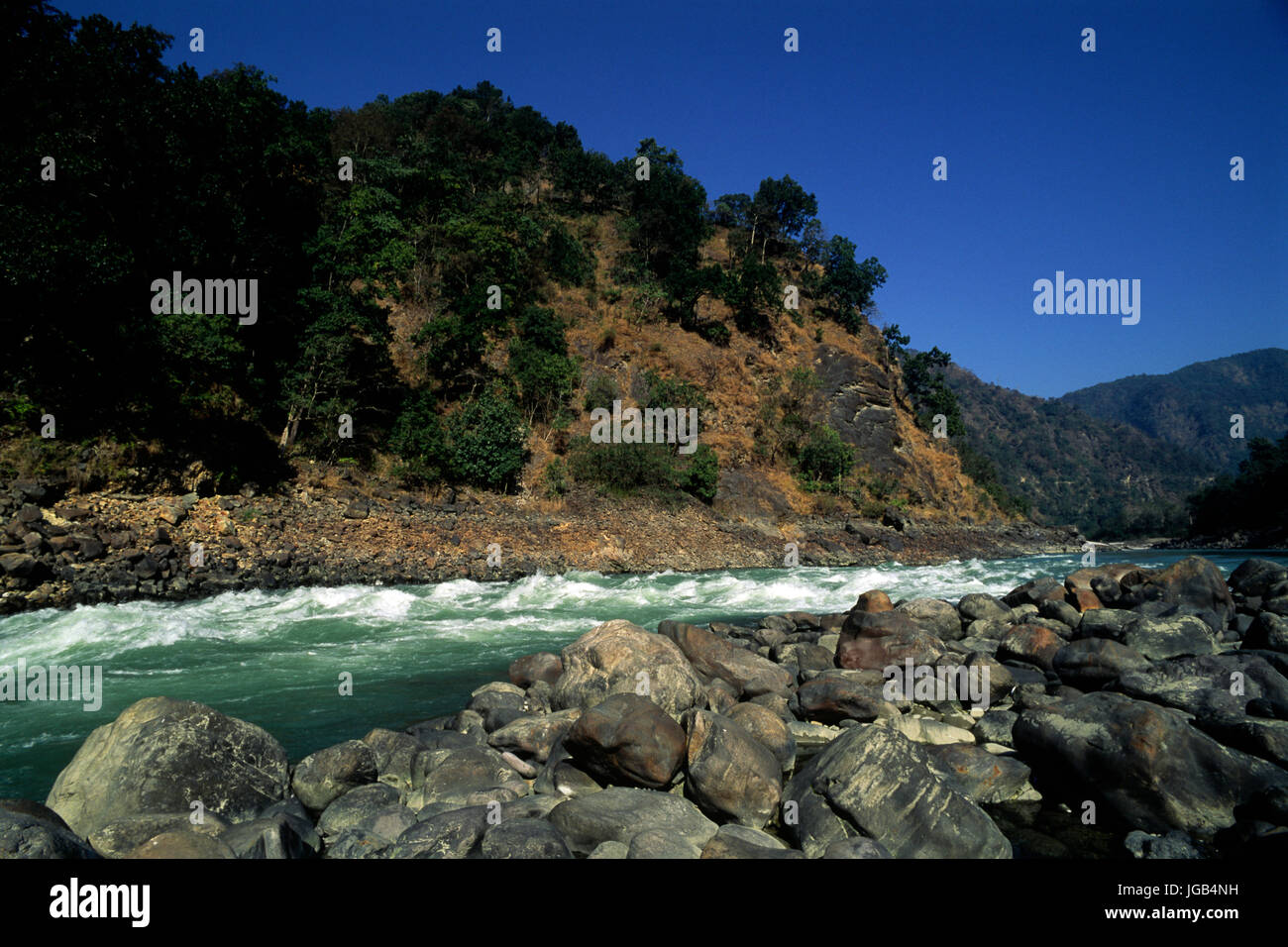 India, Uttarakhand, Ganges river north of Rishikesh Stock Photo