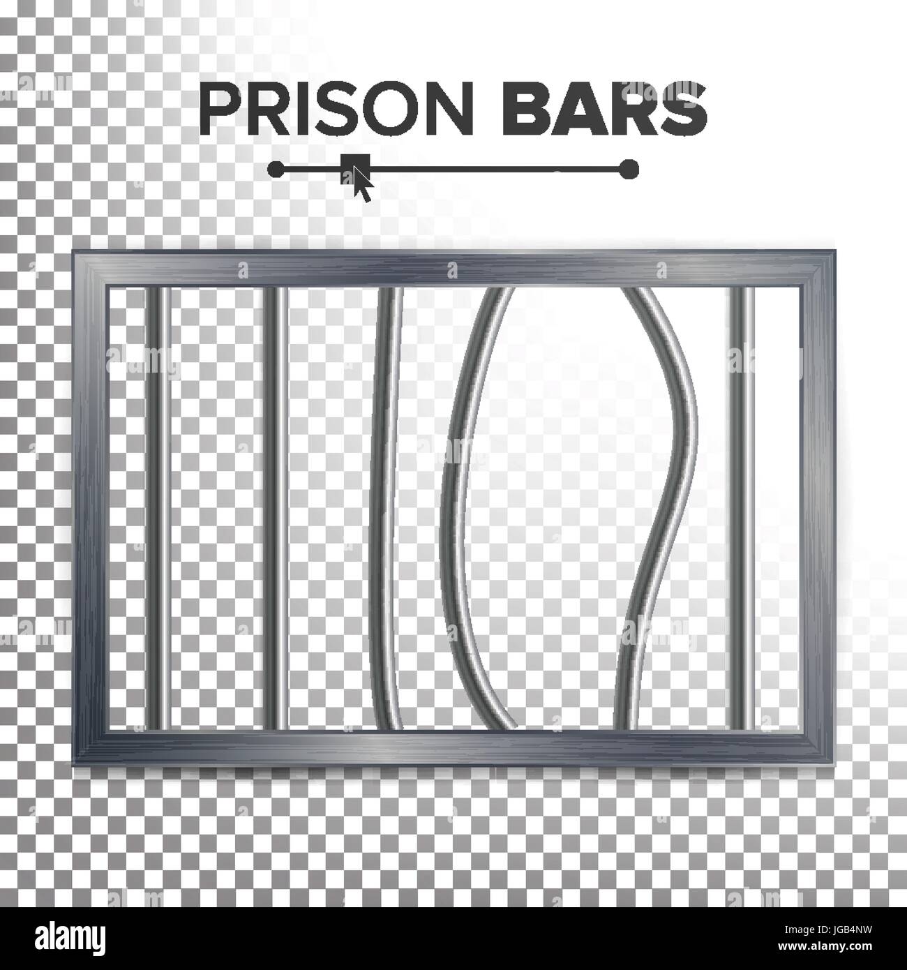 Realistic Prison Window Vector. Broken Prison Bars. Jail Break Concept