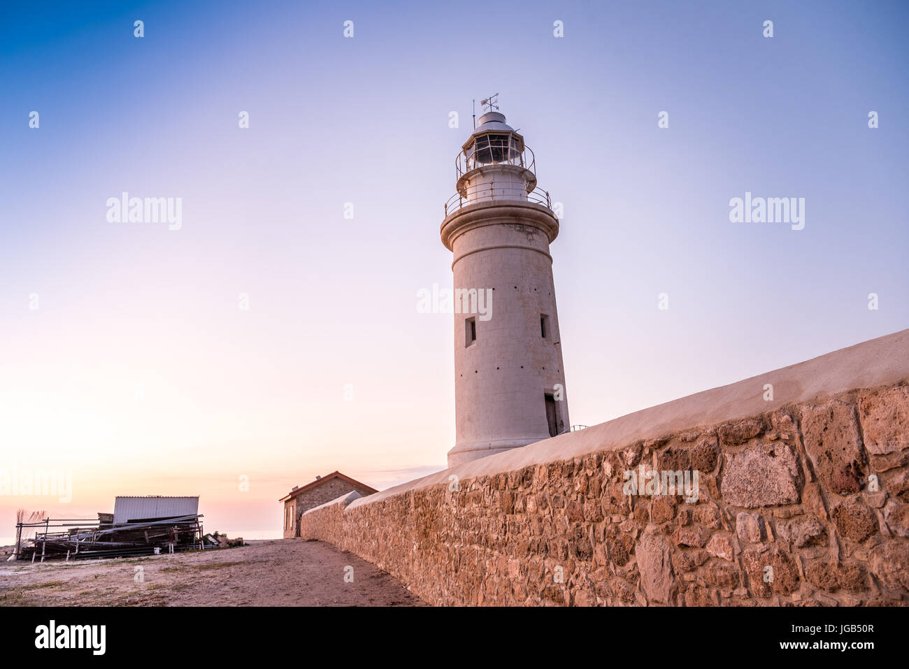 Lighthouse in historic Paphos, Republic of Cyprus Stock Photo - Alamy