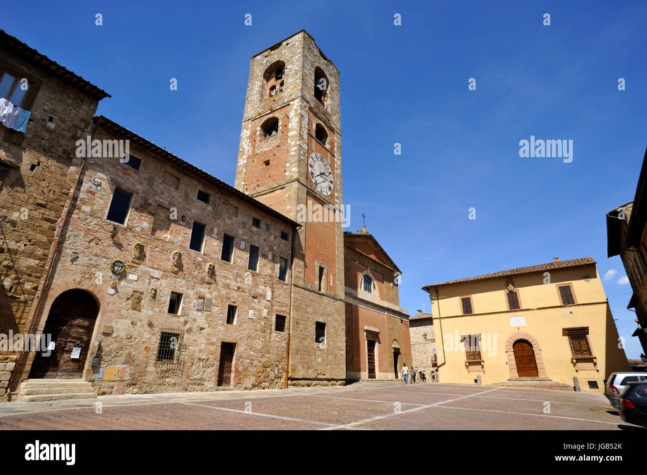 Palazzo Pretorio and Cathedral, Piazza del Duomo, Colle di Val d'Elsa, Tuscany, Italy Stock Photo